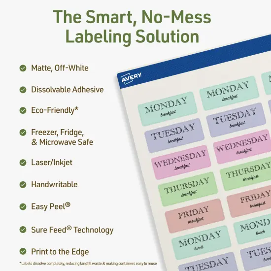 Avery Dissolvable Labels, 2/3" x 1-3/4" Rectangle {2}