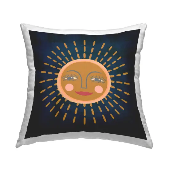 Boho Smile Sun Decorative Printed Throw Pillow Design by Carrie Cantwell, 18 x 7 x 18 {1}