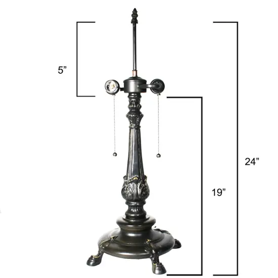 Petastal Metal Lamp Base, Antique Bronze Finish With Gold Highlights, Nicely Weighted, 24" Tall {2}