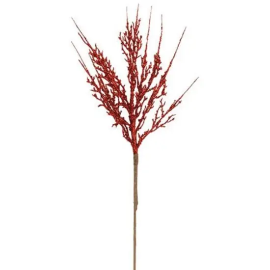Glitter Twig Spray Red {1}