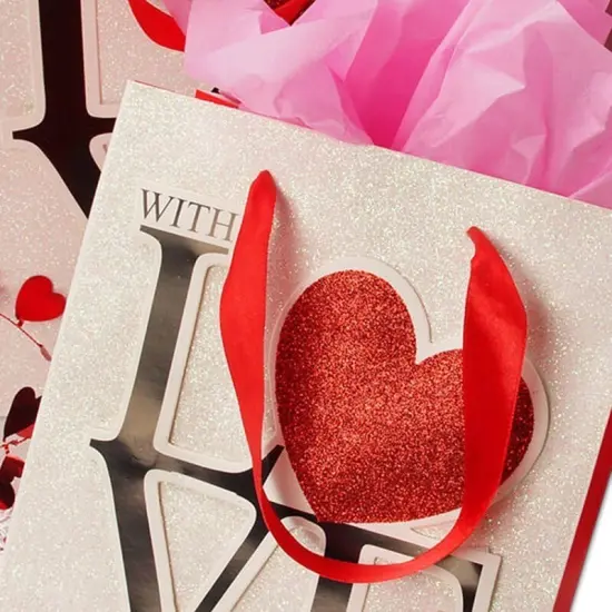 Sparkle Love Applique Euro Tote 7" x 3 7/8" x 9 1/16" Durable Elegant {3}