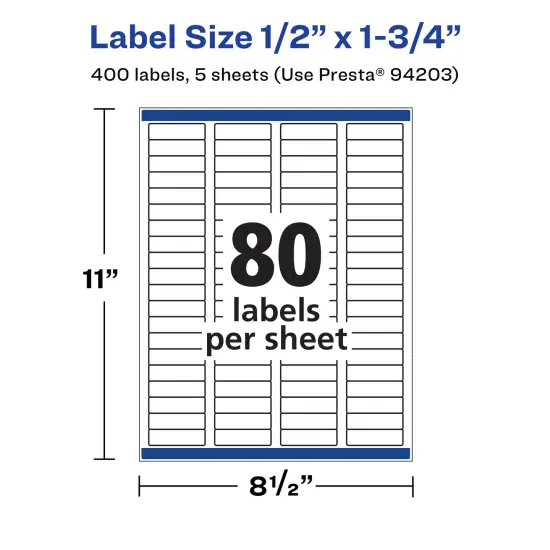 Avery Waterproof Rectangle Labels with Sure Feed, .5" x 1.75" {5}