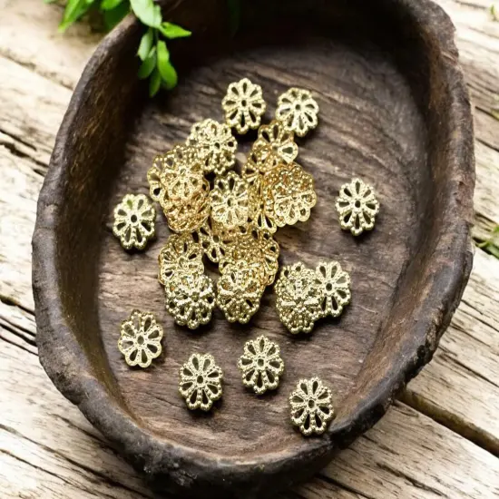 *50* 8mm 24k Gold Plated Brass Bead Caps {2}