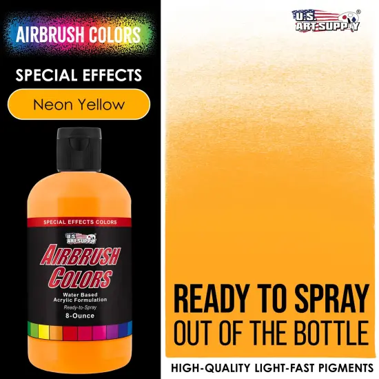 Neon Yellow, Fluorescent Special Effects Acrylic Airbrush Paint, 8 oz. {2}