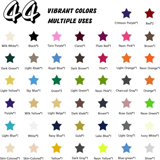 Heat Transfer Vinyl - 55 Pack 12" x 10" Iron on Vinyl ,44 Assorted Colors,1 Teflon Sheet {2}