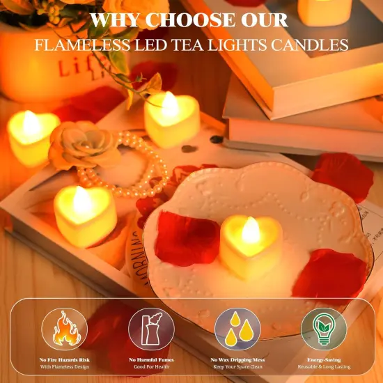 7000 Pieces Artificial Rose Petals with 72 Pcs Flameless LED Candles {4}