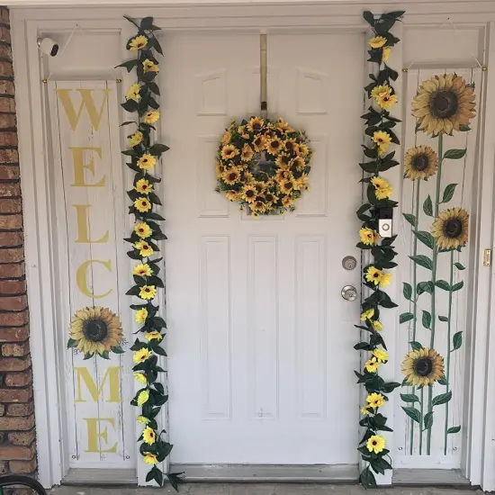 4 Pack Sunflower Garland with Green Leaves &ndash; Wedding & Party Decoration {2}