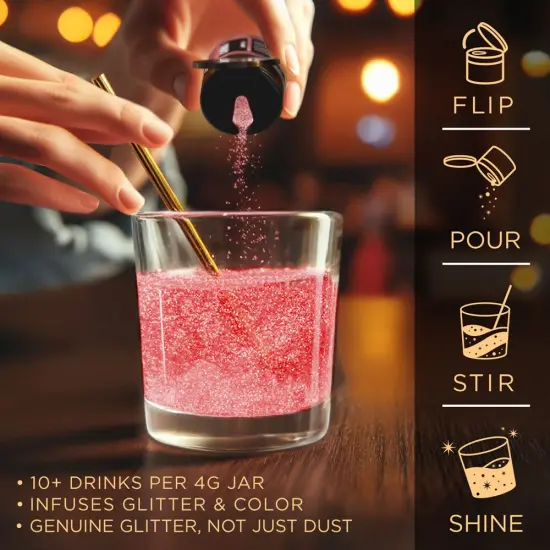 Brew Glitter - Red Edible Drink Glitter (4g, x1 Flip-Cap Jar) for Beer, Cocktails and Beverages {4}