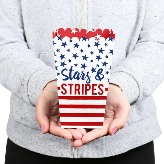 Big Dot of Happiness Stars & Stripes - Memorial Day, 4th of July and Labor Day USA Patriotic Party Favor Popcorn Treat Boxes - Set of 12 {3}