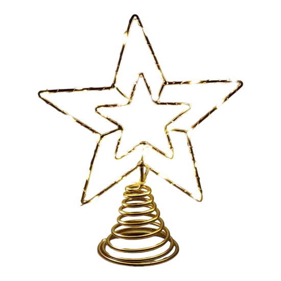 Gold Star Tree Topper with 30 Warm White Lights {1}