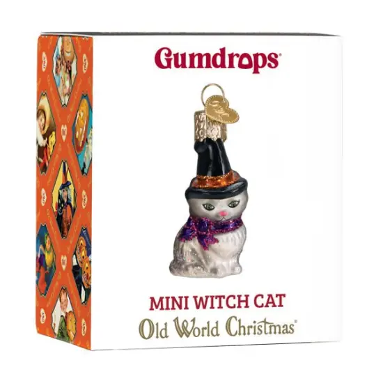 Gumdrop Mini Witch Cat Glass Ornament {3}