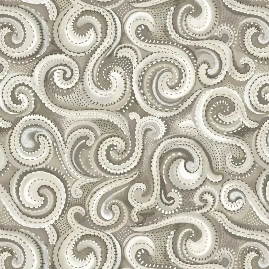 Beige Whirlwind Swirl Cotton Wideback Fabric per yard {1}