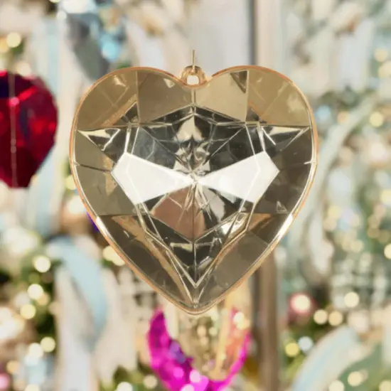 6" Acrylic Heart Jewel Ornament: Gold {2}