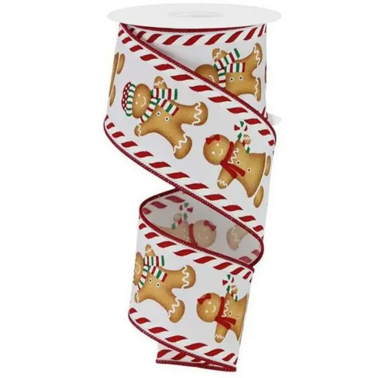 2.5" Gingerbread Boy Girl Ribbon: White (10 Yards) {1}