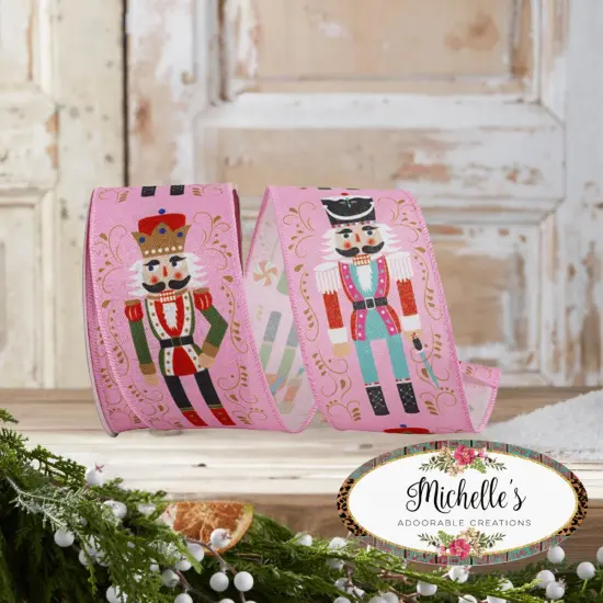 2.5" Nutcracker Scroll Ribbon: Pink (10 Yards) {3}