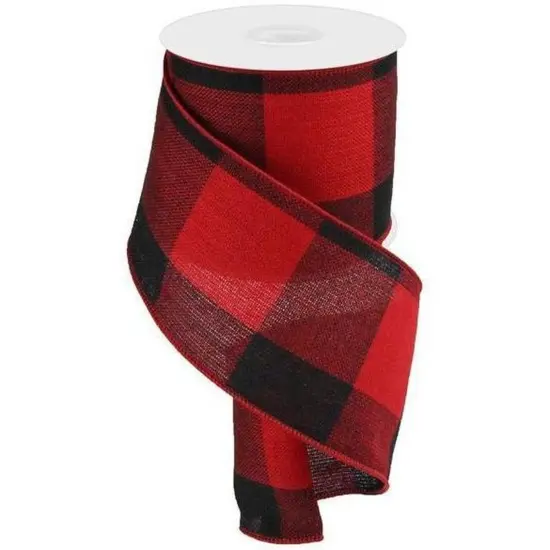 4" Large Plaid Checks: Red & Black (10 Yards) {1}