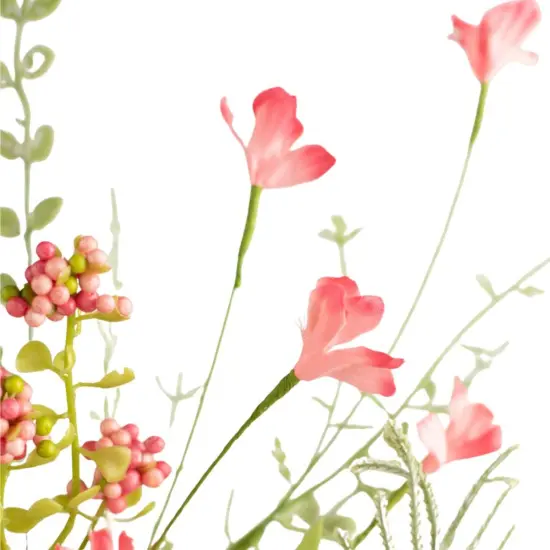 24" Fabric Flower, Leaf, Berry Spray: Pink {2}