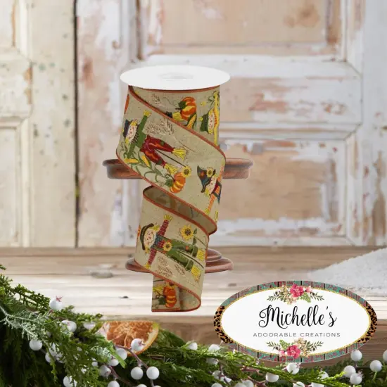 2.5" Scarecrow Glitter Ribbon: Brown (10 Yards) {2}