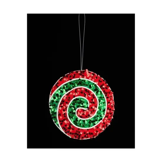 6" Sequin Peppermint Swirl Ornament: Red/Green {2}