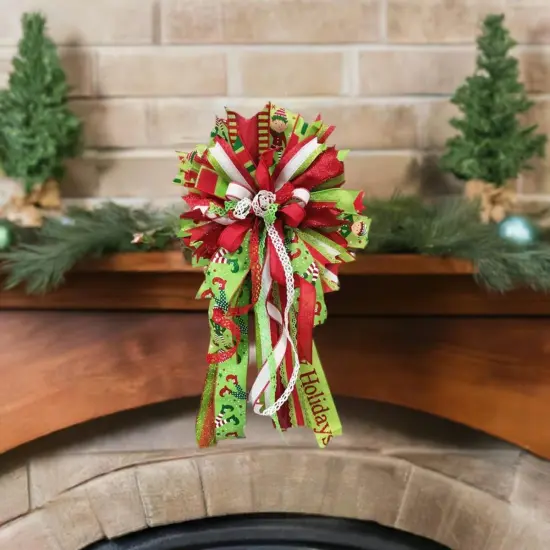 1.5" Scalloped Edge Ribbon: Red/Lime Green (10 Yards) {3}