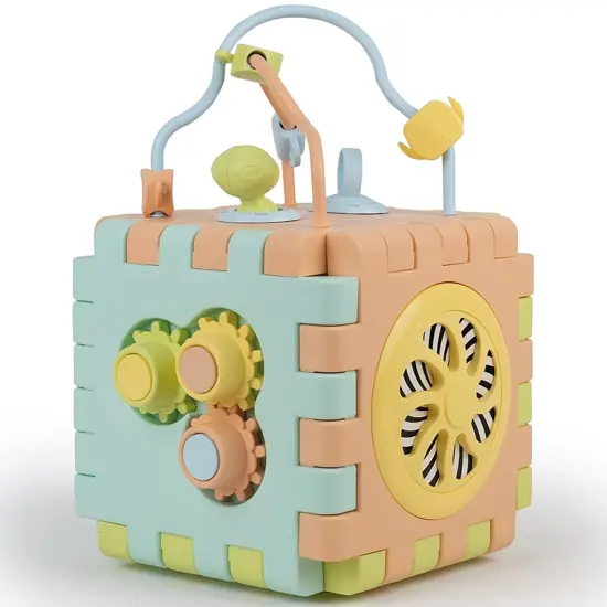 Dolu: 2-In-1 Educational Cube & Puzzle - Turn-Twist-Spin Activity Play Toy, Unfolds Flat, Block Shapes-Colors-Dimensions Learning, Toddlers Kids 12mo+ {5}