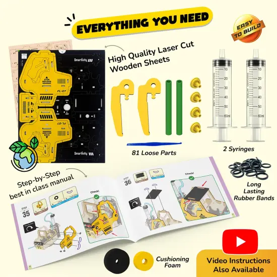 Smartivity: Hydraulic Forklift - DIY STEM Science, Wooden Building Set, Realistic Toy Car, Construction, Build-Play-Learn, All-In-1 Craft Kit, Kids 6+ {3}