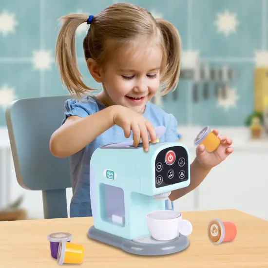 Nothing But Fun Toys: My First Coffee Maker - Teal - Light & Sound Kitchen Appliance Toy, Mug & Drink Capsule Accessories, Pretend Play Set, Kids 3+ {7}