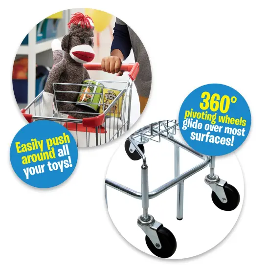 Schylling: Little Shopper Shopping Cart - Grocery Toy, Steel Frame, Fold Out Seat, Easy Push, Pivoting Wheels, Supermarket Pretend Play, Kids Ages 3+ {5}