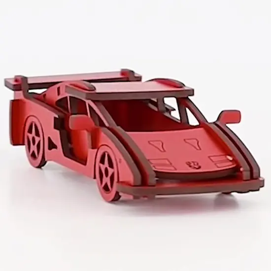 Little & Wood: Woodlet: Medium - Red Sports Car - 3D Wooden Kit-Set, Vehicle Puzzle, Easy Assembly, Pop Build Fun, Sustainably Sourced Wood, Ages 6+ {5}