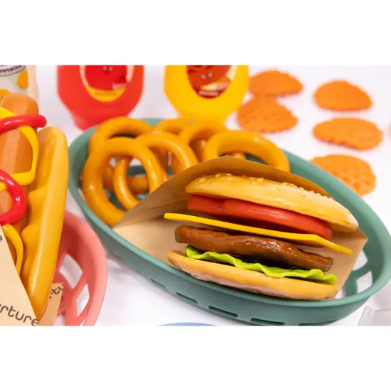 NurtureNature: Imaginative Minds - Fast Food Set - 56pc Toy Food, Burger, Fries, Hot Dog, Soda, Condiments, Kitchen Pretend Play Accessories, Kids 3+ {7}