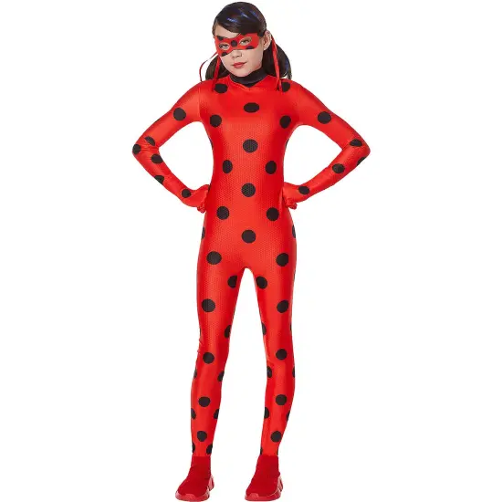 Kids Miraculous Ladybug Costume Red & Black Polka Dot Superhero Outfit {1}