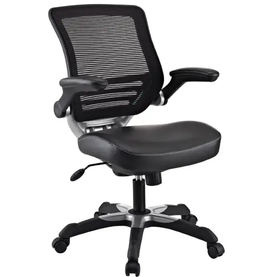 Black Mesh Office Chair with Flip-Up Arms, Adjustable Height and Tilt Control {1}