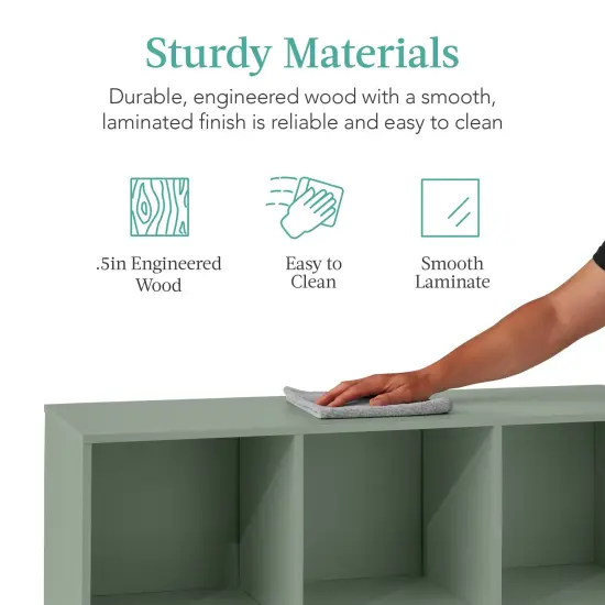 Best Choice Products 6-Cube Bookshelf, 11in Display Storage System, Organizer w/ Removable Back Panels Sage {6}