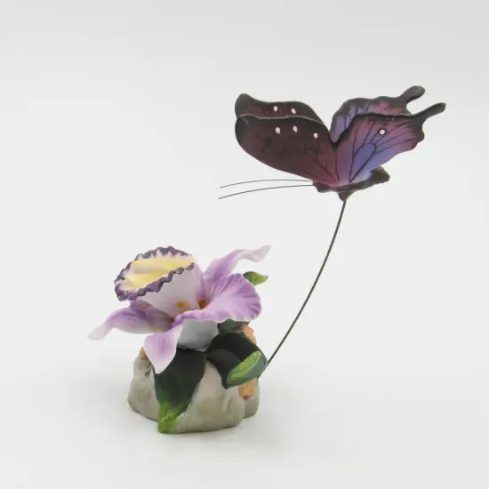 Ceramic Orchid Flower with Butterfly Figurine, Home D&eacute;cor, Gift for Her, Gift for Mom, Nature Lover Gift {5}