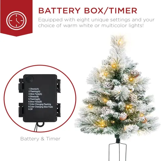 24.5in Pre-Lit Outdoor Christmas Trees, Battery Operated Holiday Pair with LED Lights Flocked {5}