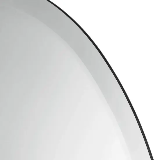 Silver Oval Glass Frameless Vanity Wall Mirror with Beveled Edge and Flush Mount {5}