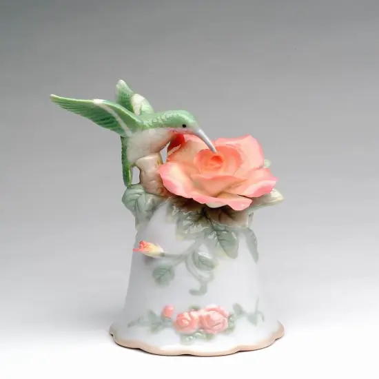 Ceramic Hummingbird With Rose Bell, Home D&eacute;cor, Gift for Her, Gift for Mom, Birdwatcher, Spring D&eacute;cor {3}