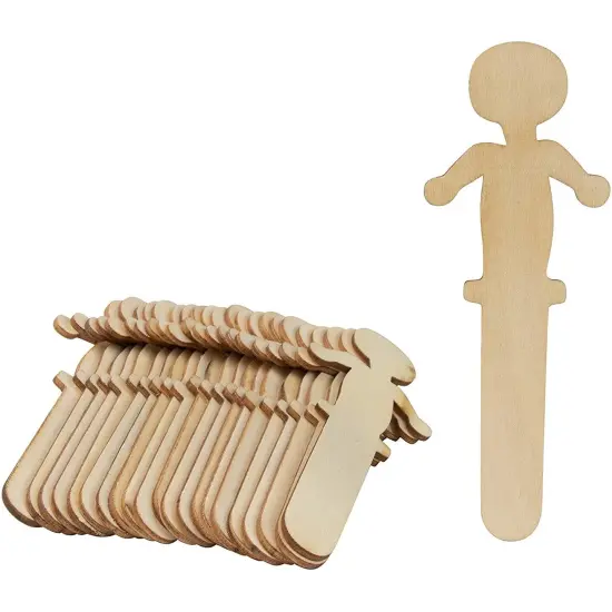 100-Pack Wooden People Shaped Craft Sticks, 5.8 x 2 x 0.1 Inch for DIY Arts and Crafts Projects, Crafting Supplies Brown {4}