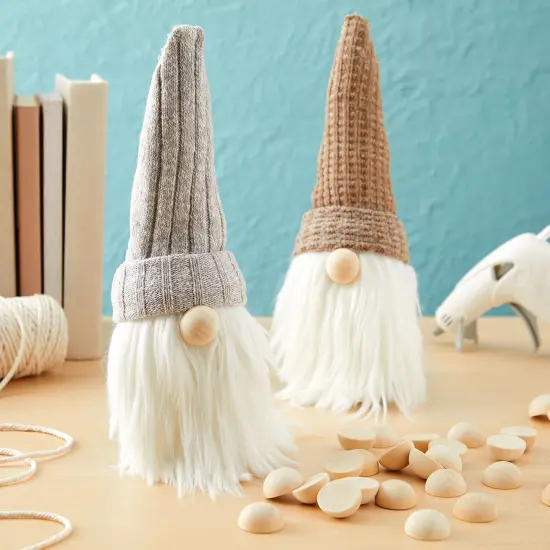 100 Pack Half Wooden Spheres for Crafts, 1-Inch Split Wood Balls for Home Decor, Gnome Noses Brown {6}