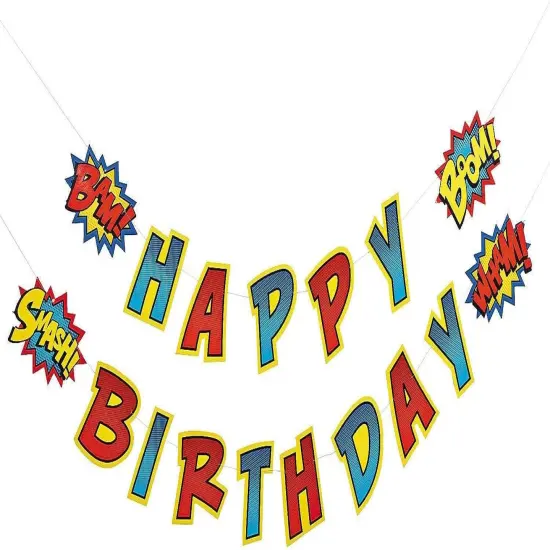 Superhero Birthday Party Banner - 7ft {2}
