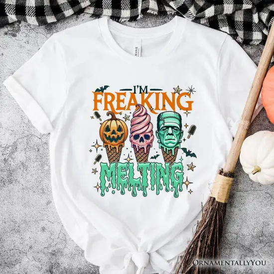 I&rsquo;m Melting Frankenstein T-Shirt, Funny Ice Cream Halloween Tee for Summer Spooky Season {6}