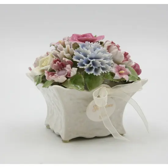 Pretty Petals: Elegant Handcrafted Ceramic Flowers Bouquet Music Box with Removable "God Loves You" Pendant - Edelweiss {5}