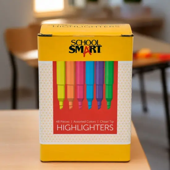 School Smart Pen Style Highlighters, Chisel Tip, Assorted Colors, Pack of 48 {6}