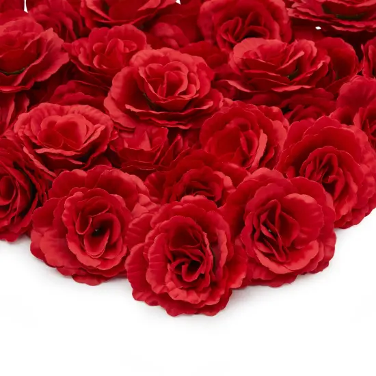 Artificial Red Rose Silk Flower Head for Crafts, Wedding Decor (3.5 In, 36 Pack) {1}