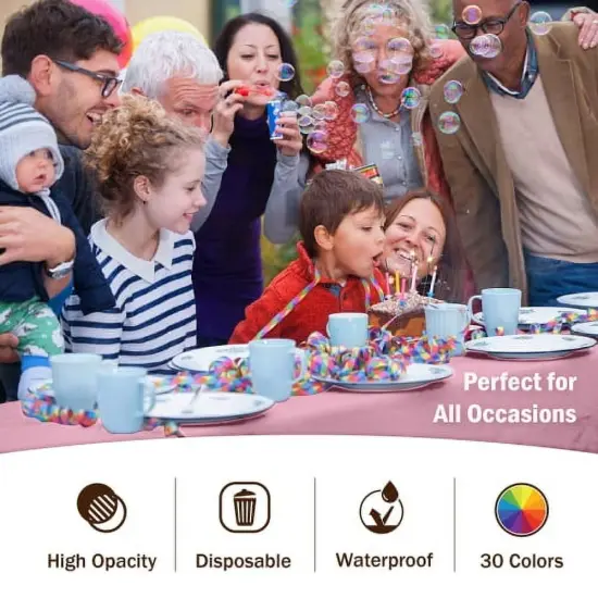 Exquisite 6-Pack Premium Plastic Tablecloth 54in. x 108in. Rectangle Plastic Table Cover Pink {6}