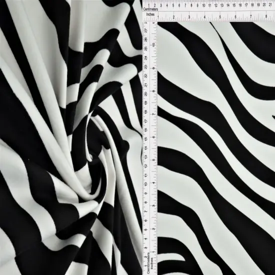 1 Yard Brushed Zebra DTY Knit Stretch Fabric 58/60 Inch Wide Soft Cozy Animal Print for Trendy Outfits & DIY Sewing BLACK/IVORY {1}