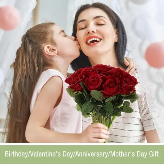 30 Pcs Rose Artificial Flowers in Bulk Real Touch Long Stem Silk Roses Bouquets Realistic {5}