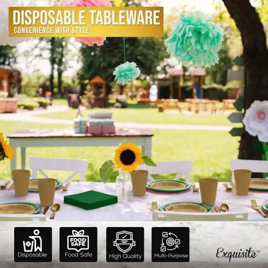 Exquisite 350 Pcs Plastic Plates for Party &ndash; Disposable Plates Set &ndash; 50 Each of 9" Dinner Plates, 7" Dessert Plates, Plastic Cups, Napkins & Plastic Cutlery &ndash; Plastic Dinnerware by Party Solids St. Patricks {5}