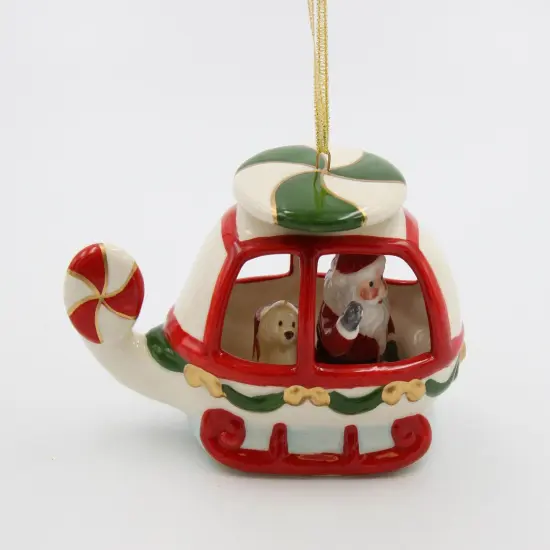 Ceramic Christmas Santa Helicopter Ornament, Home D&eacute;cor, Gift for Her, Gift for Mom, Kitchen D&eacute;cor, Christmas D&eacute;cor {2}