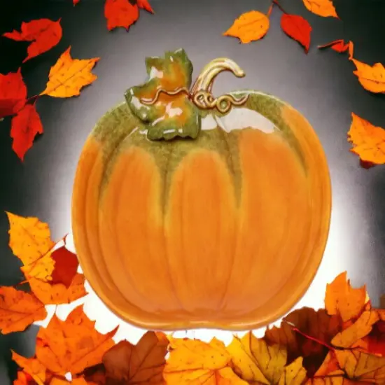 Ceramic Halloween Set Of 4 Pumpkin Plate, Home D&eacute;cor, Gift for Her, Gift for Mom, Kitchen D&eacute;cor, Fall D&eacute;cor, Thanksgiving D&eacute;cor {1}